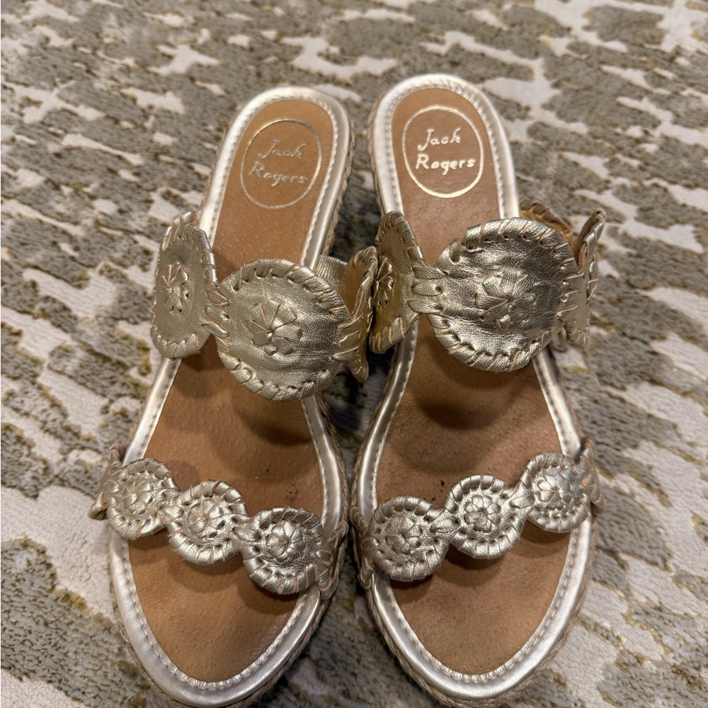 Jack Rogers Gold Whipstitch Sandals